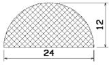 MZS 25097 - EPDM szivacs gumiprofilok - Félkör alakú, D-profilok