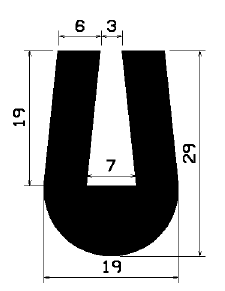 - TU1- 0112 1B= 25 m - Gummiprofile - unter 100 m lieferbar - U-Profile