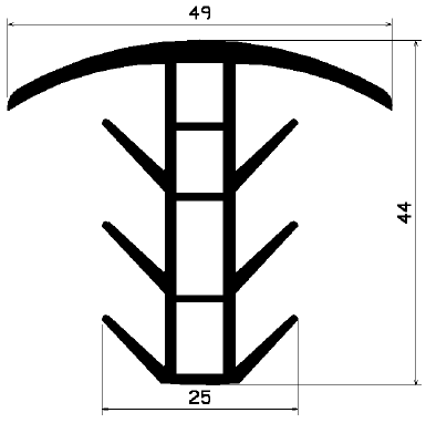 FA 0636 1B= 25 m - gumiprofilok - Takaró és 'T' alakú profilok