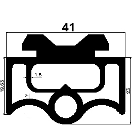 RT - G551 41×23 mm - EPDM-Kautschukprofile - Rolltor- und Fingerschutzprofile