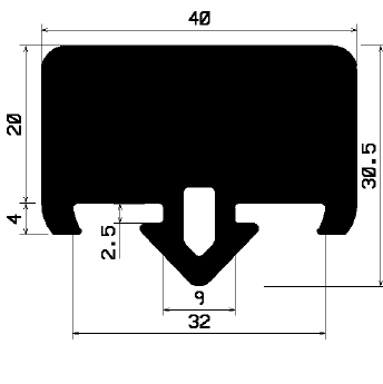 AU 2103 1B= 100 m - EPDM profiles - Spacer and bumper profiles