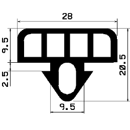 AU 2324 1B= 500 m - EPDM profiles - Spacer and bumper profiles