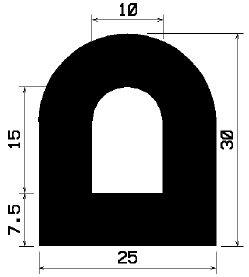 HR - 1374 25×30 mm - EPDM rubber profiles - Semi-circle, D-profiles