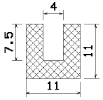 MZS - 25087 1B= 50 m - Schaumgummiprofile bzw. Moosgummiprofile - U-Profile