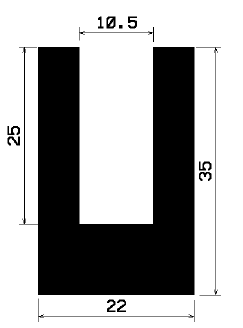 - TU1- 0233 1B= 25 m - Gummiprofile - unter 100 m lieferbar - U-Profile
