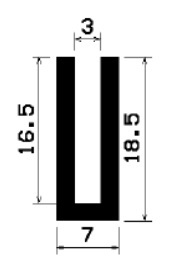 - TU1- 0320 1B= 50 m - EPDM-Gummi -Profile - U-Profile