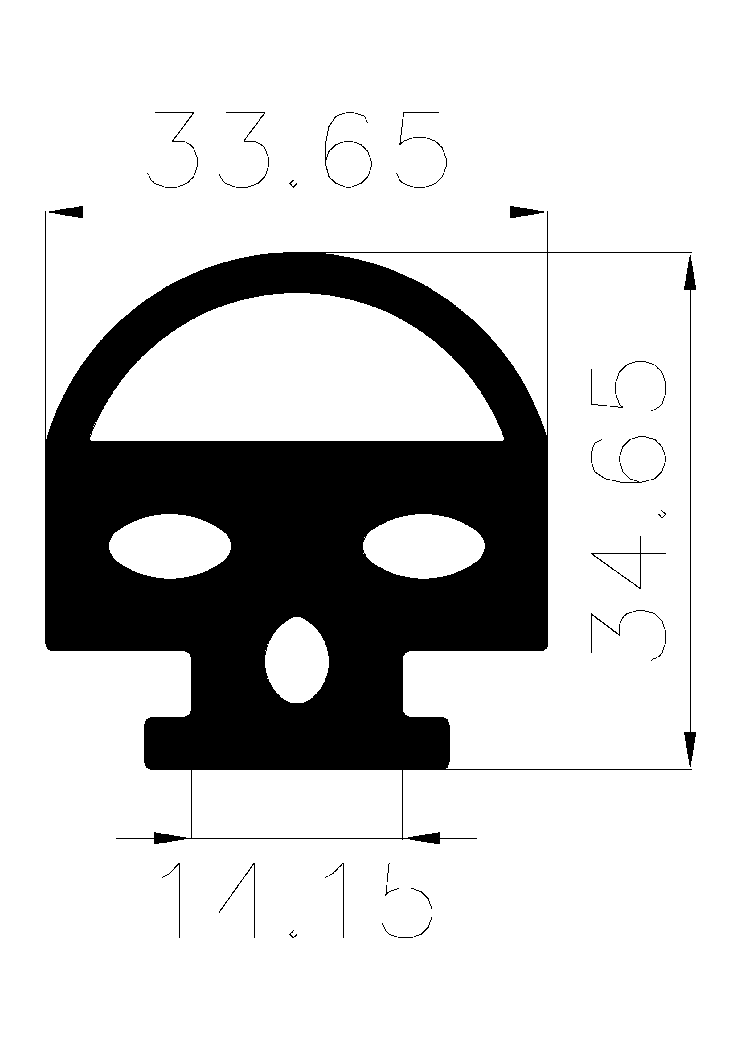 10370380KG - EPDM-Gummiprofile - Halbrundprofile / D-Profile