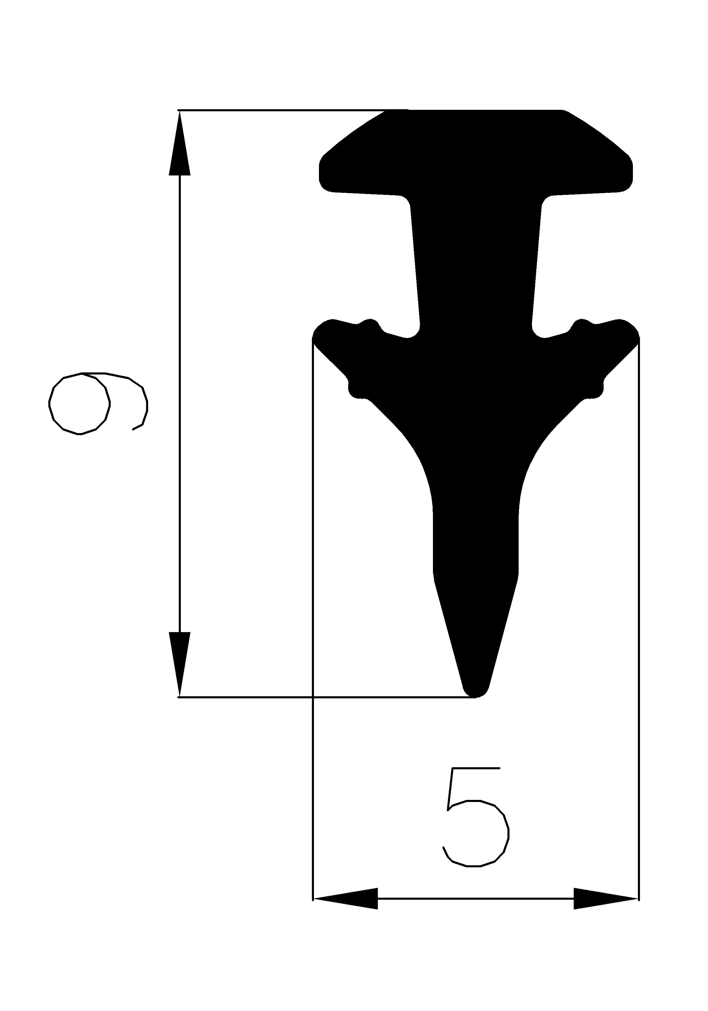 17230160KG - EPDM Gummi-Profile - Abdeckung und T-Profile