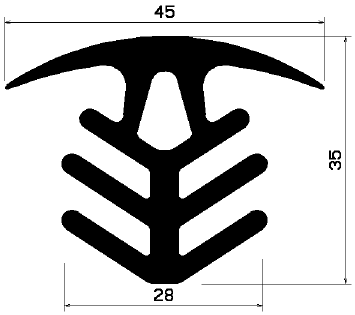 FA 1349 - EPDM Gummi-Profile - Abdeckung und T-Profile FA 1349 - EPDM Gummi-Profile - Abdeckung und T-Profile