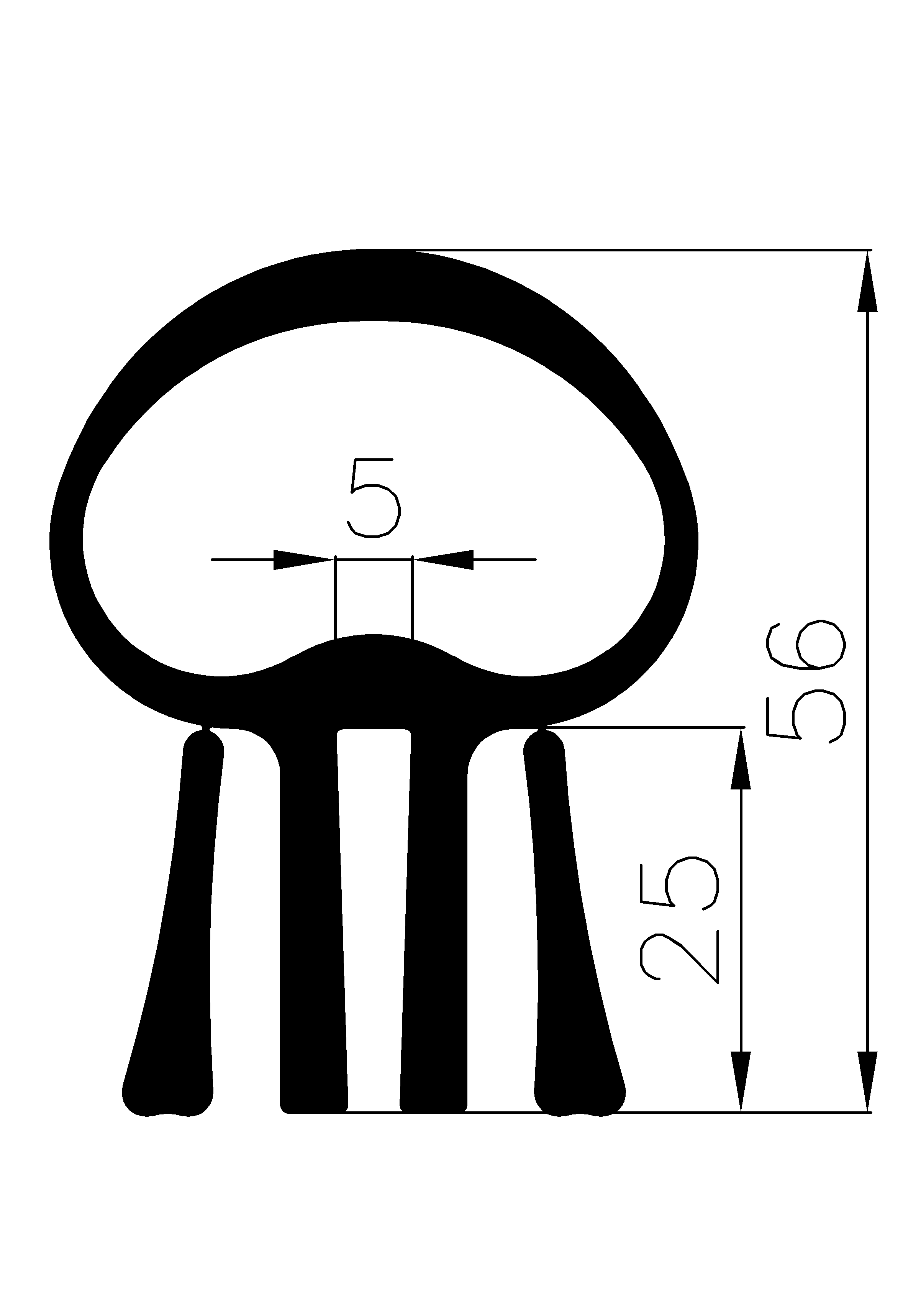 12390560KG - EPDM-Gummiprofile - Auflageprofile / Pufferprofile