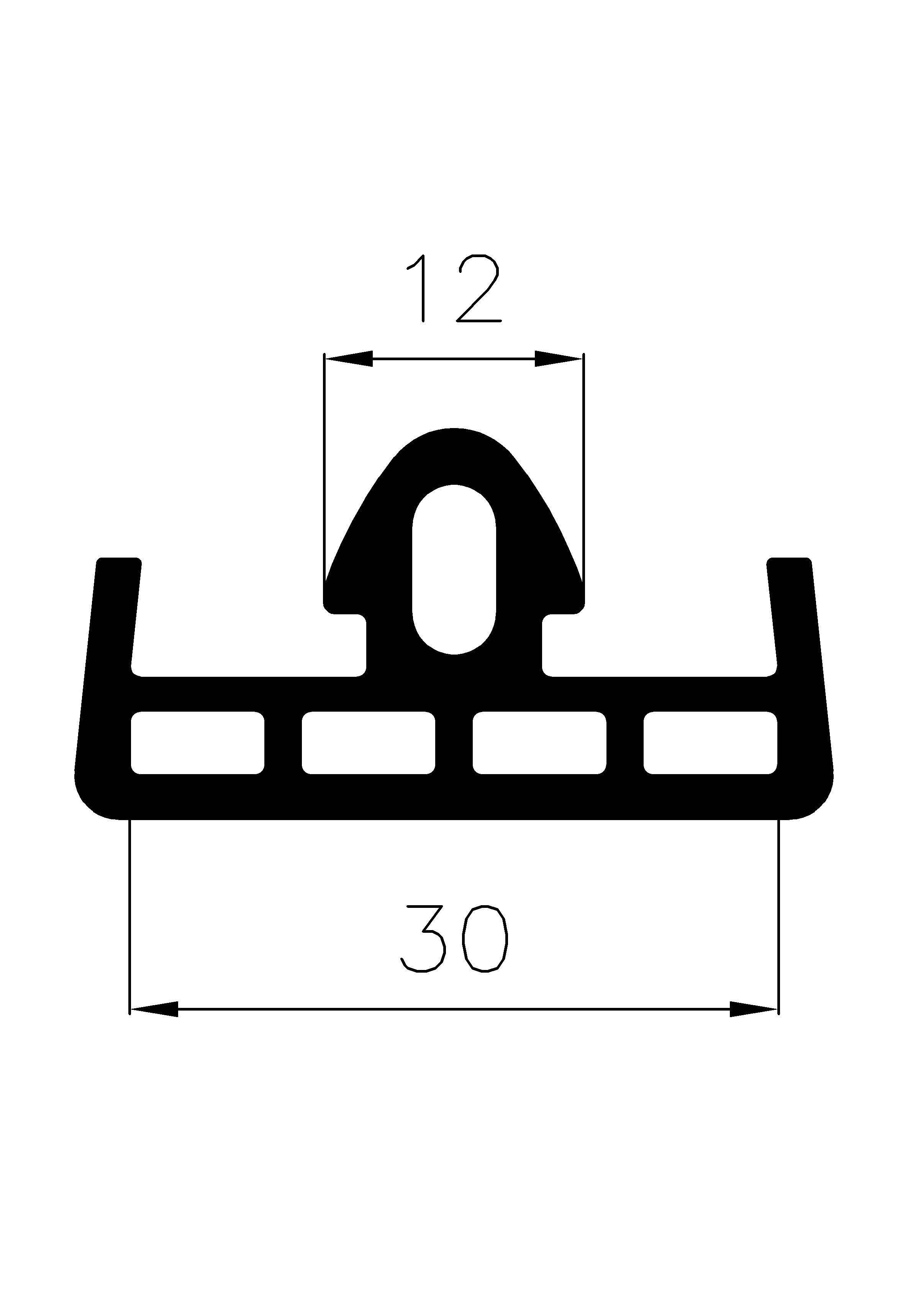 12410970KG - EPDM-Gummiprofile - Auflageprofile / Pufferprofile