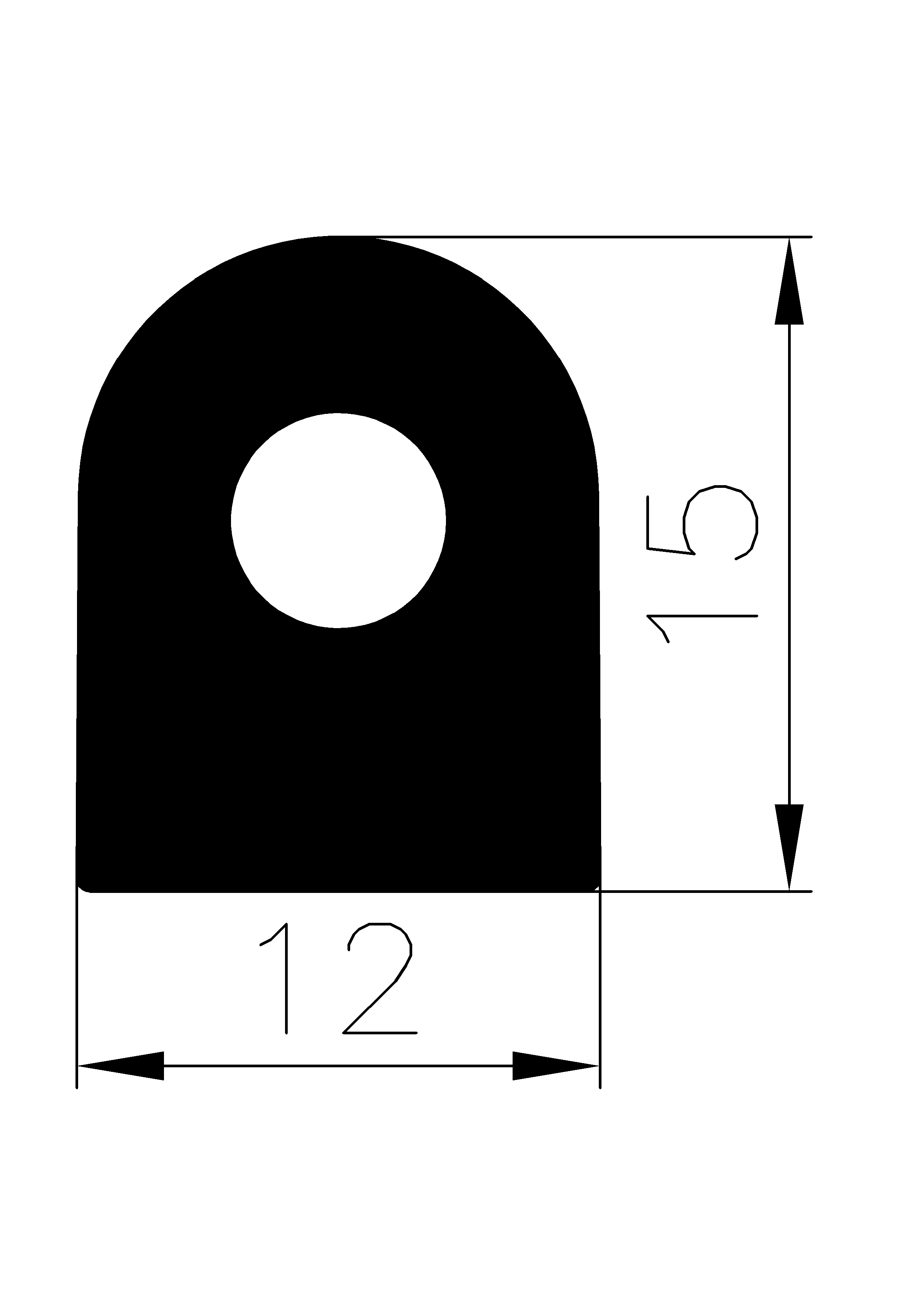 12440360KG - EPDM gumiprofilok - Félkör alakú, D-profilok