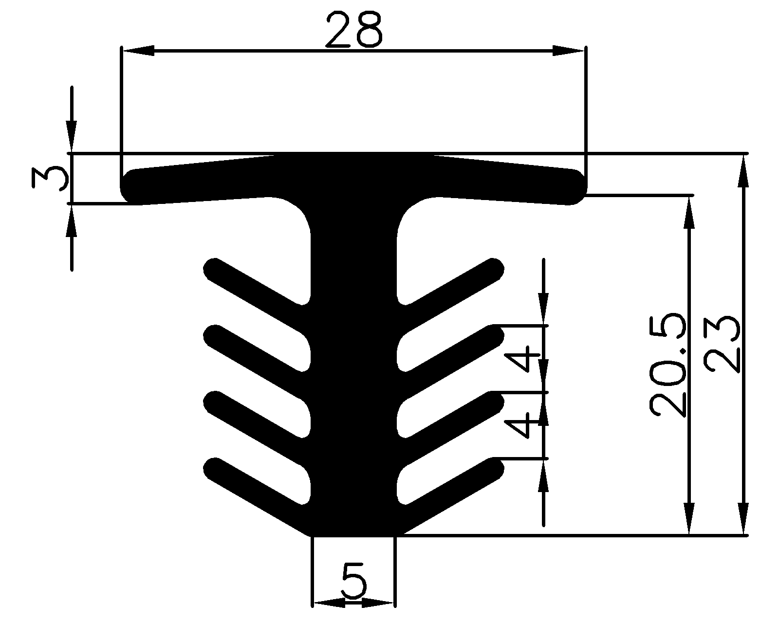 13340370KG - EPDM Gummi-Profile - Abdeckung und T-Profile