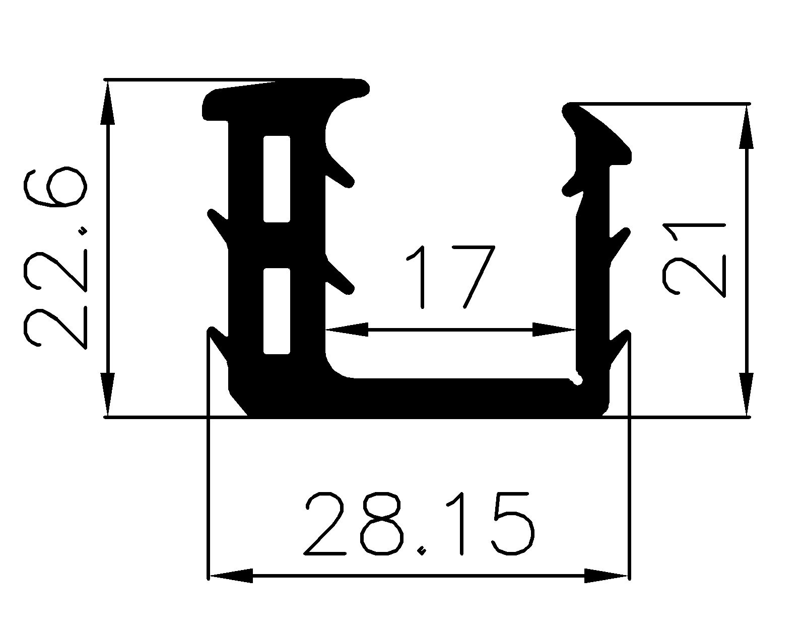 13400370KG - EPDM-Gummi -Profile - U-Profile 13400370KG - EPDM-Gummi -Profile - U-Profile