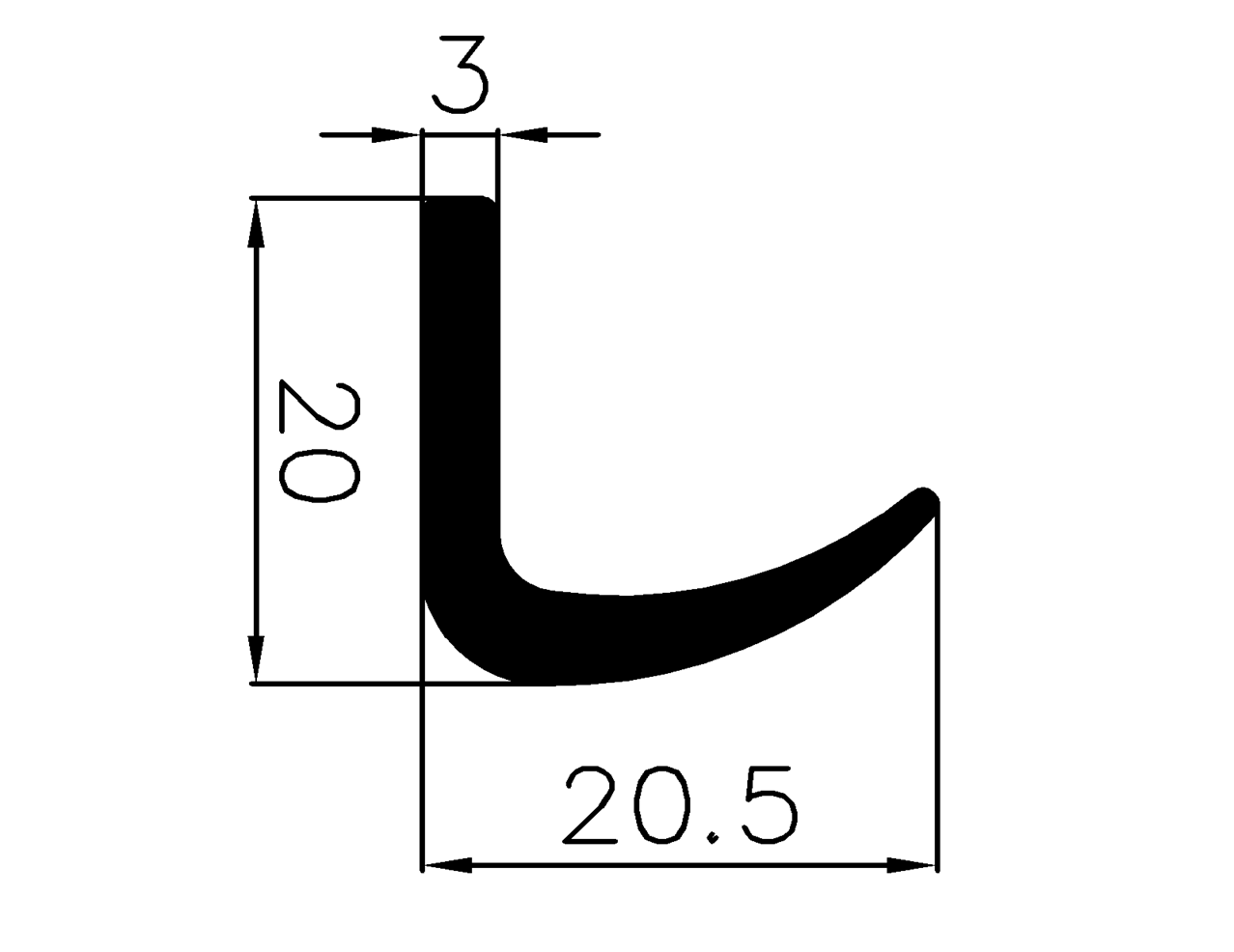 13510165KG - Gummi-„L”-Profil - Winkelprofile / L-Profile 13510165KG - Gummi-„L”-Profil - Winkelprofile / L-Profile