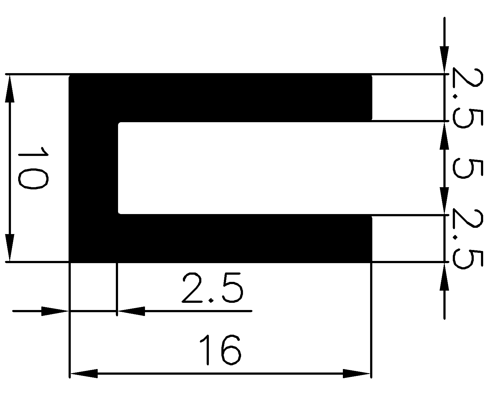 14190370KG - EPDM-Gummi -Profile - U-Profile 14190370KG - EPDM-Gummi -Profile - U-Profile
