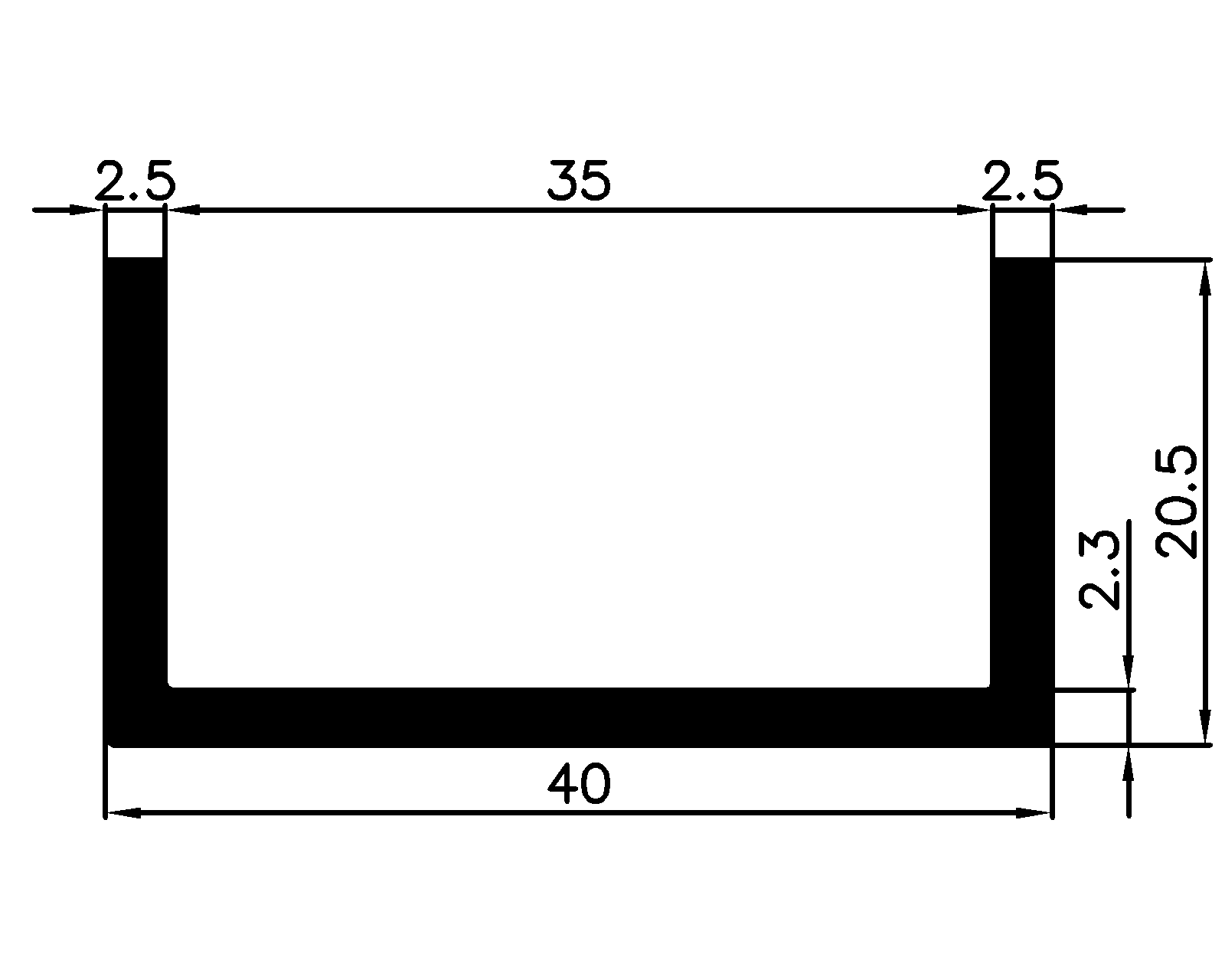 14570365KG - EPDM-Gummi -Profile - U-Profile 14570365KG - EPDM-Gummi -Profile - U-Profile