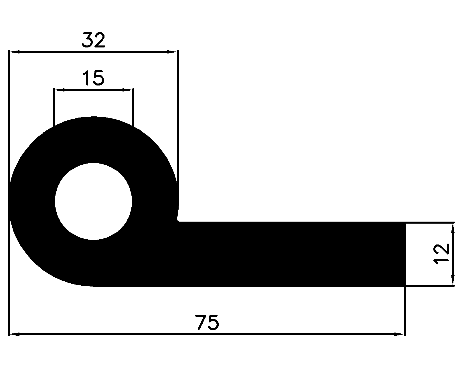 14900360KG - EPDM profiles - Flag or 'P' profiles