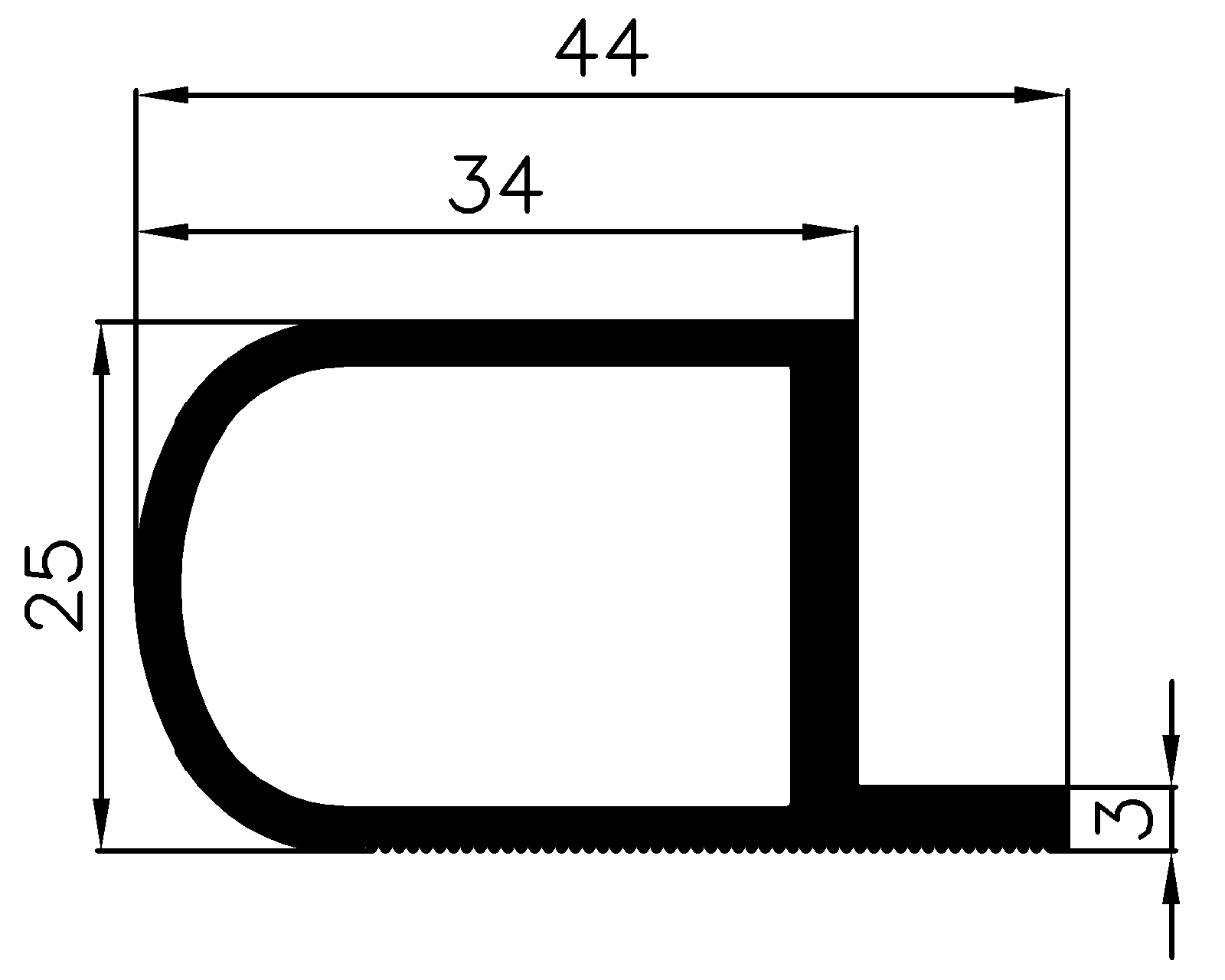 15170370KG - EPDM rubber profiles - Sliding door – finger-guard profiles