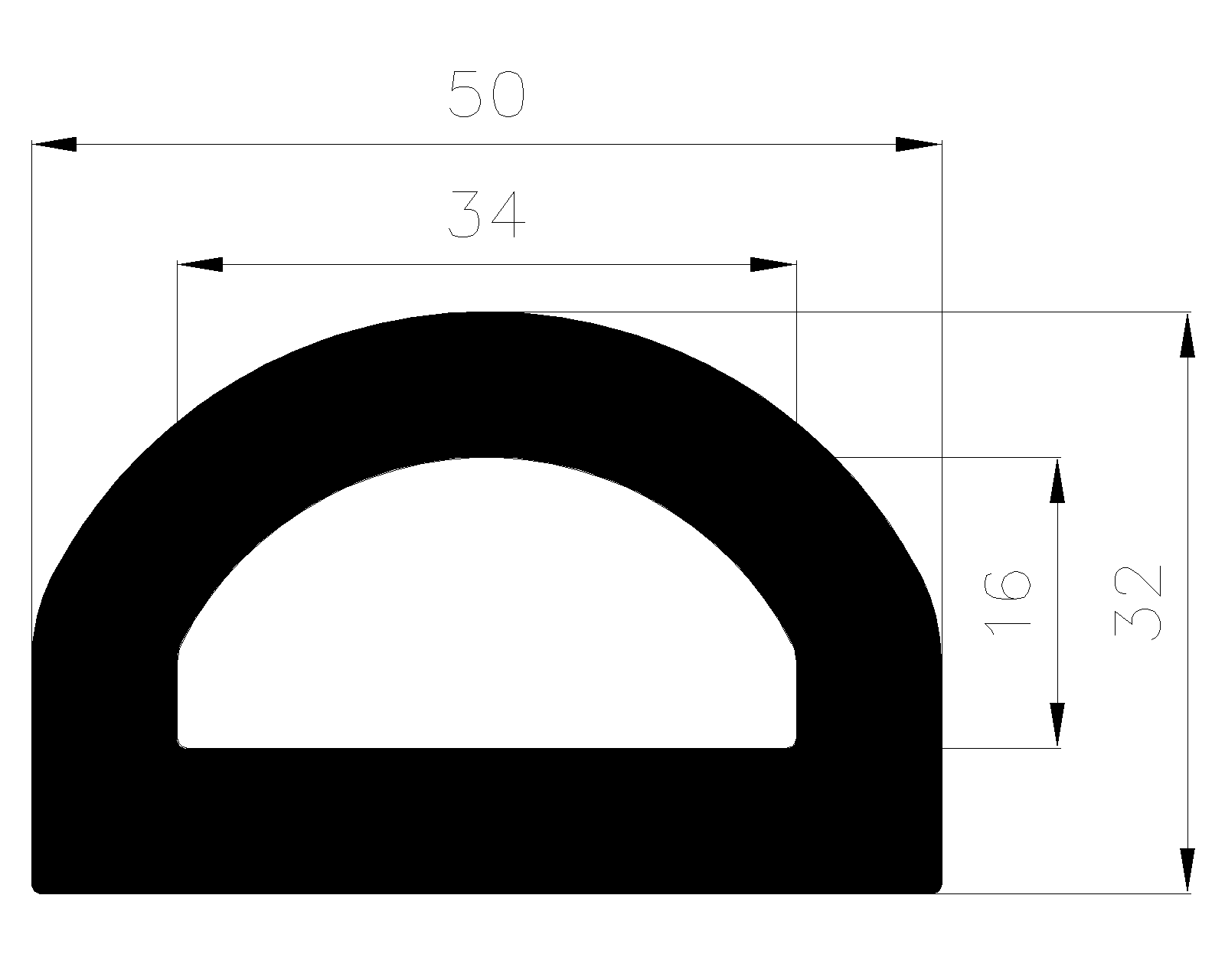 17960360 - EPDM gumiprofilok - Félkör alakú, D-profilok