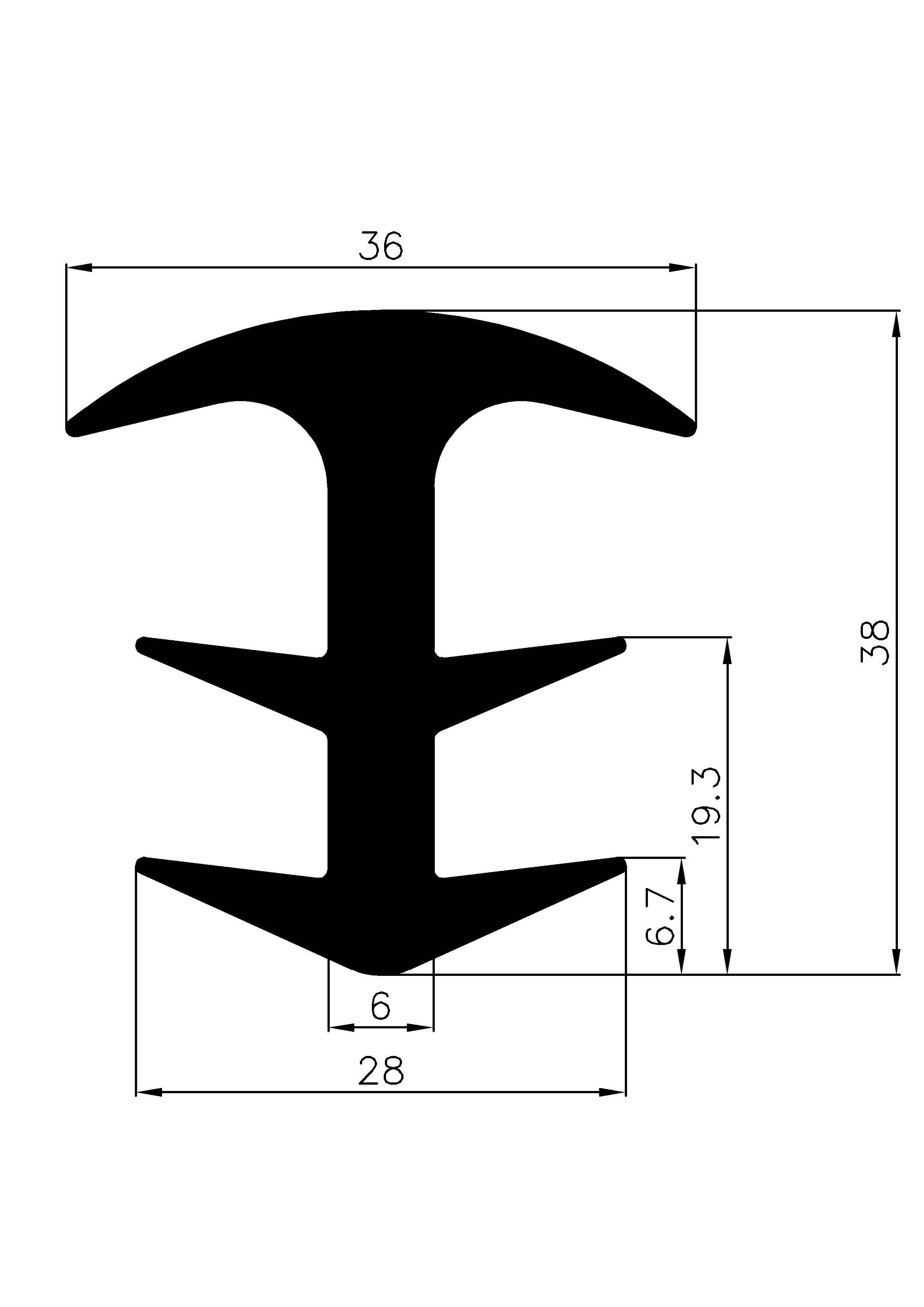 19150365KG - EPDM Gummi-Profile - Abdeckung und T-Profile