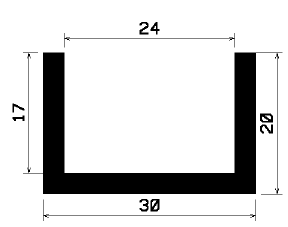 - TU1- 1393 1B= 25 m - EPDM-Gummi -Profile - U-Profile