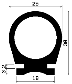 RT - G0792 1B=25 m - EPDM-Kautschukprofile - Rolltor- und Fingerschutzprofile