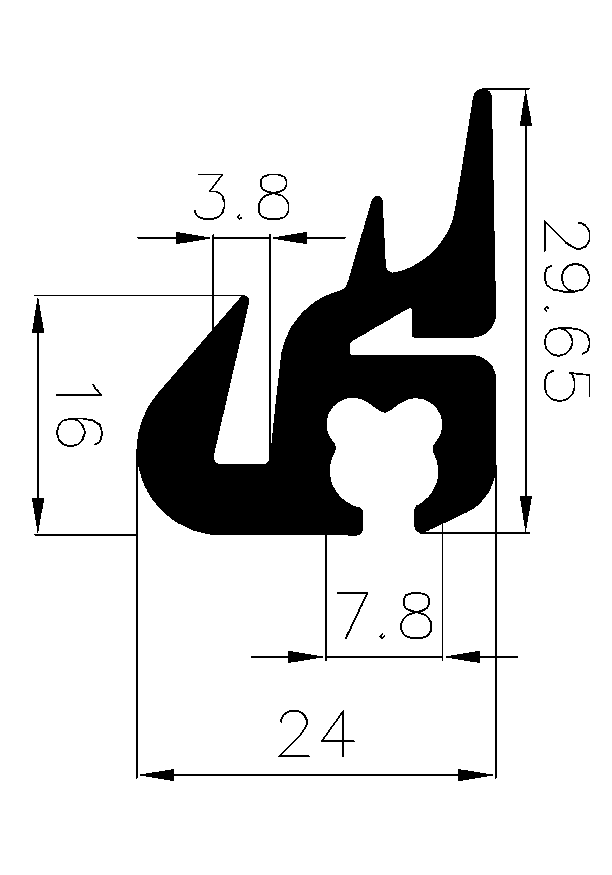 3190365KG - rögzítő EPDM  profilok - Rögzítő és feszítő profilok