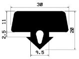 AU 0319 1B= 100 m - EPDM-Gummiprofile - Auflageprofile / Pufferprofile