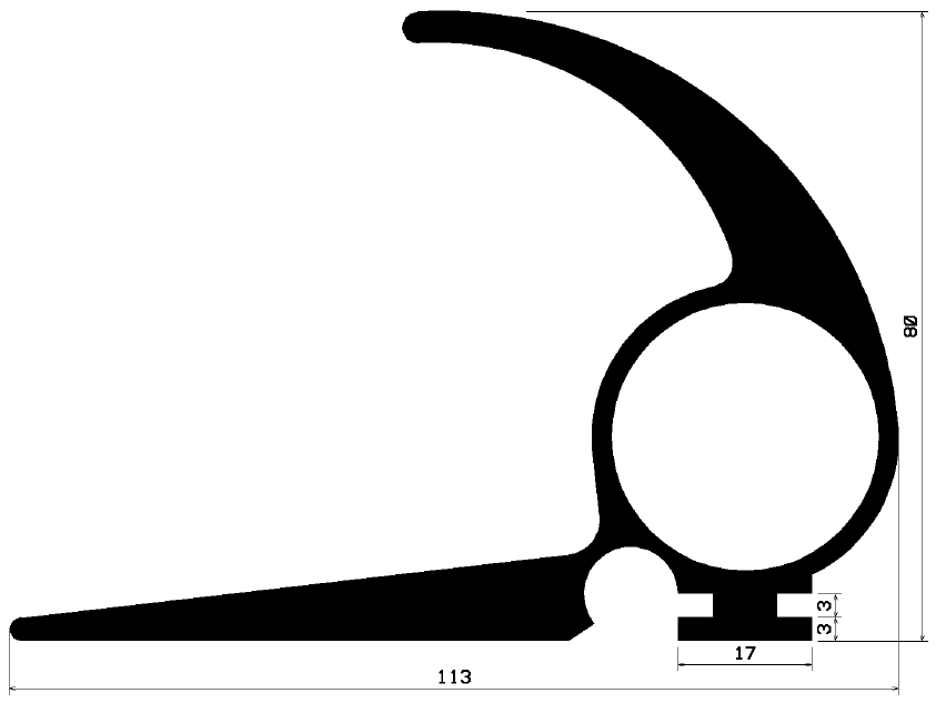 RT 1086 - EPDM gumiprofilok - Gördülő ajtó - ujjvédő profilok