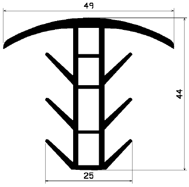 FA 0636 1B= 25 m - EPDM Gummi-Profile - Abdeckung und T-Profile