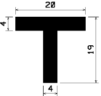 T 1041 - EPDM Gummi-Profile - Abdeckung und T-Profile
