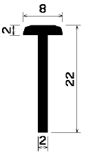 T 1085 - EPDM Gummi-Profile - Abdeckung und T-Profile