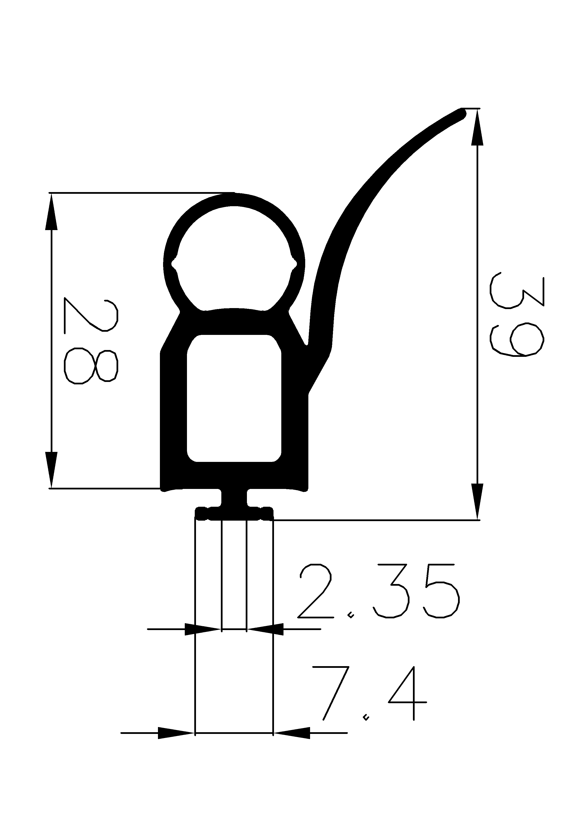 3960365KG - EPDM-Kautschukprofile - Rolltor- und Fingerschutzprofile