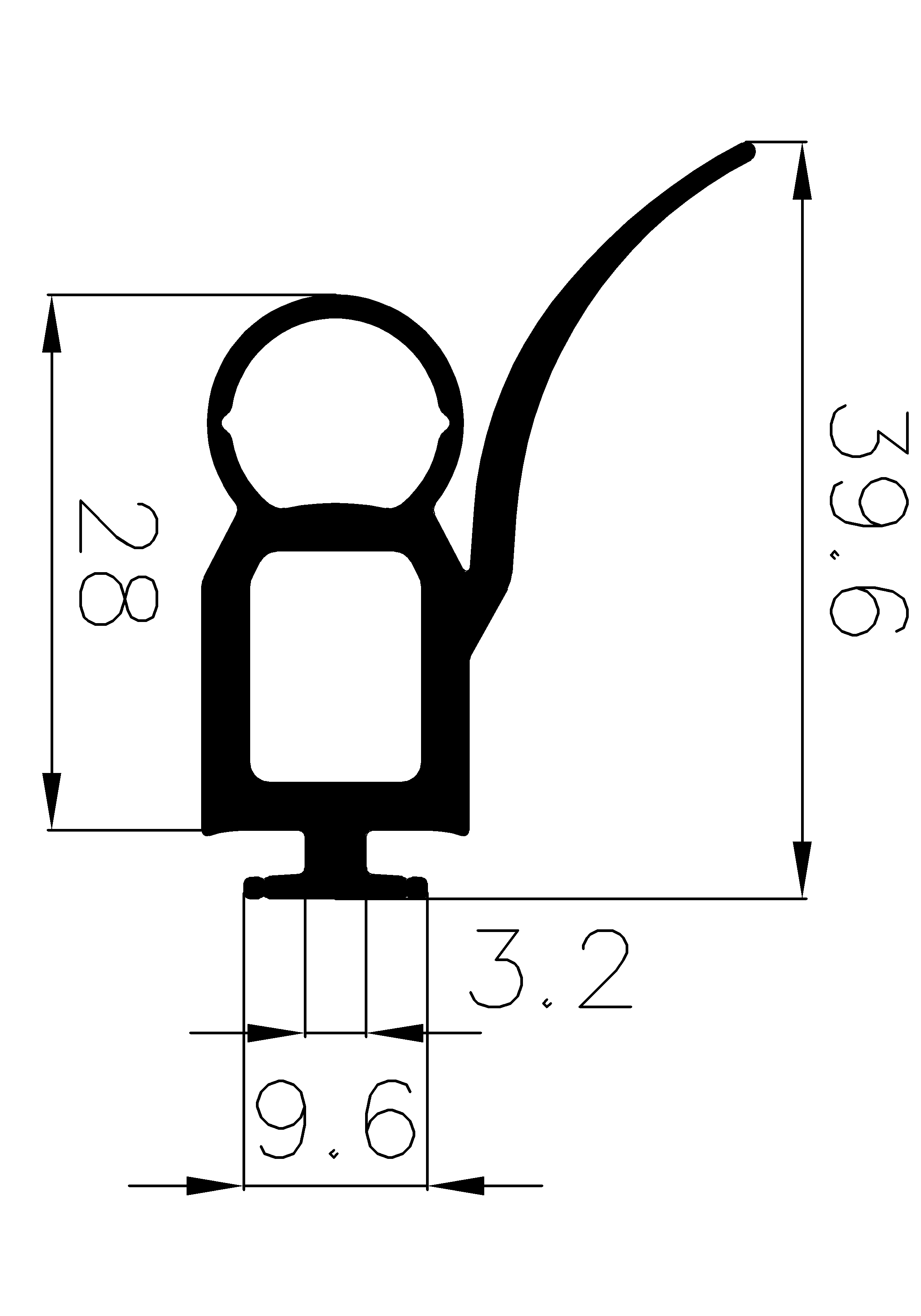 3980365KG - EPDM-Kautschukprofile - Rolltor- und Fingerschutzprofile