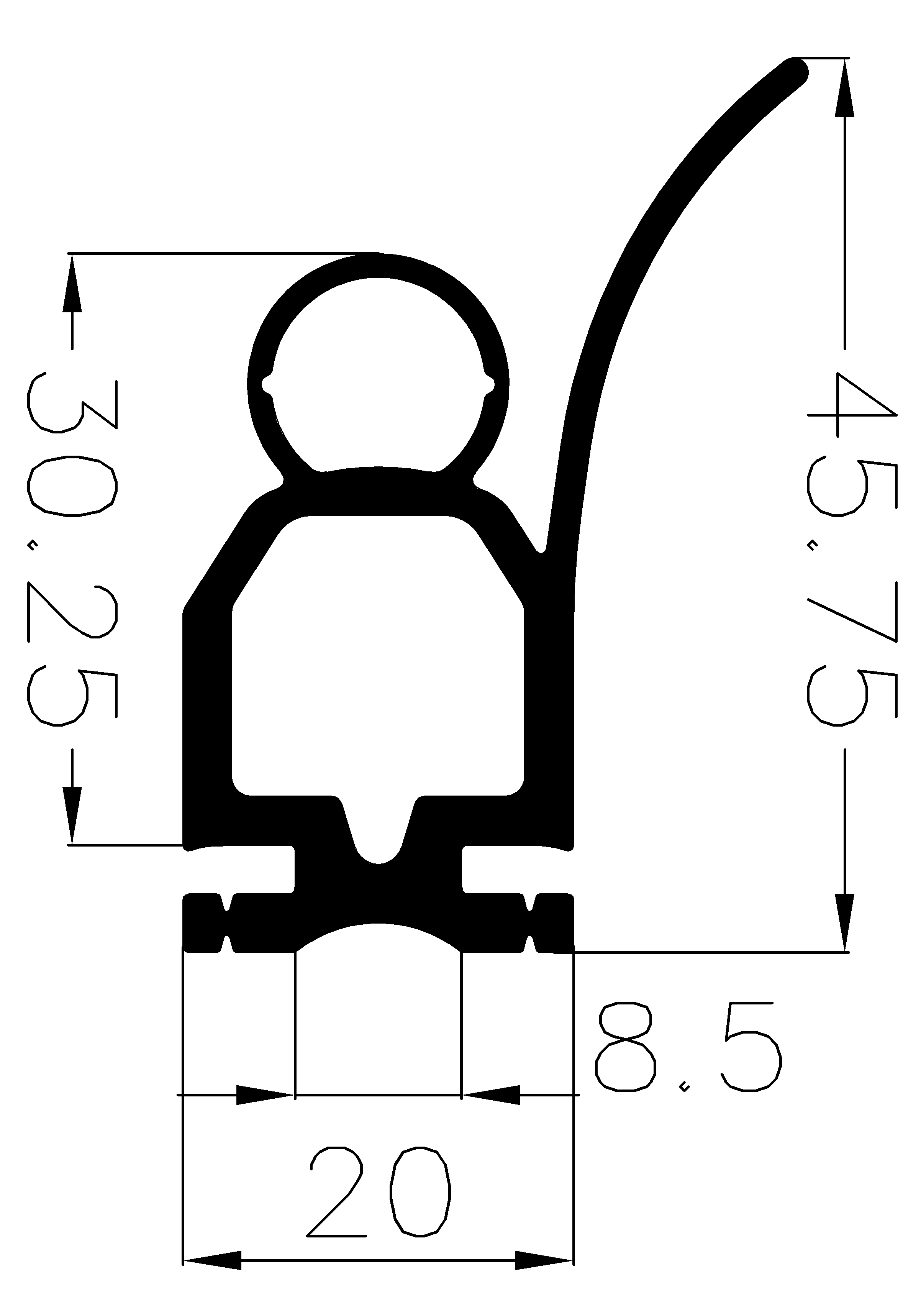 3990365KG - EPDM-Kautschukprofile - Rolltor- und Fingerschutzprofile