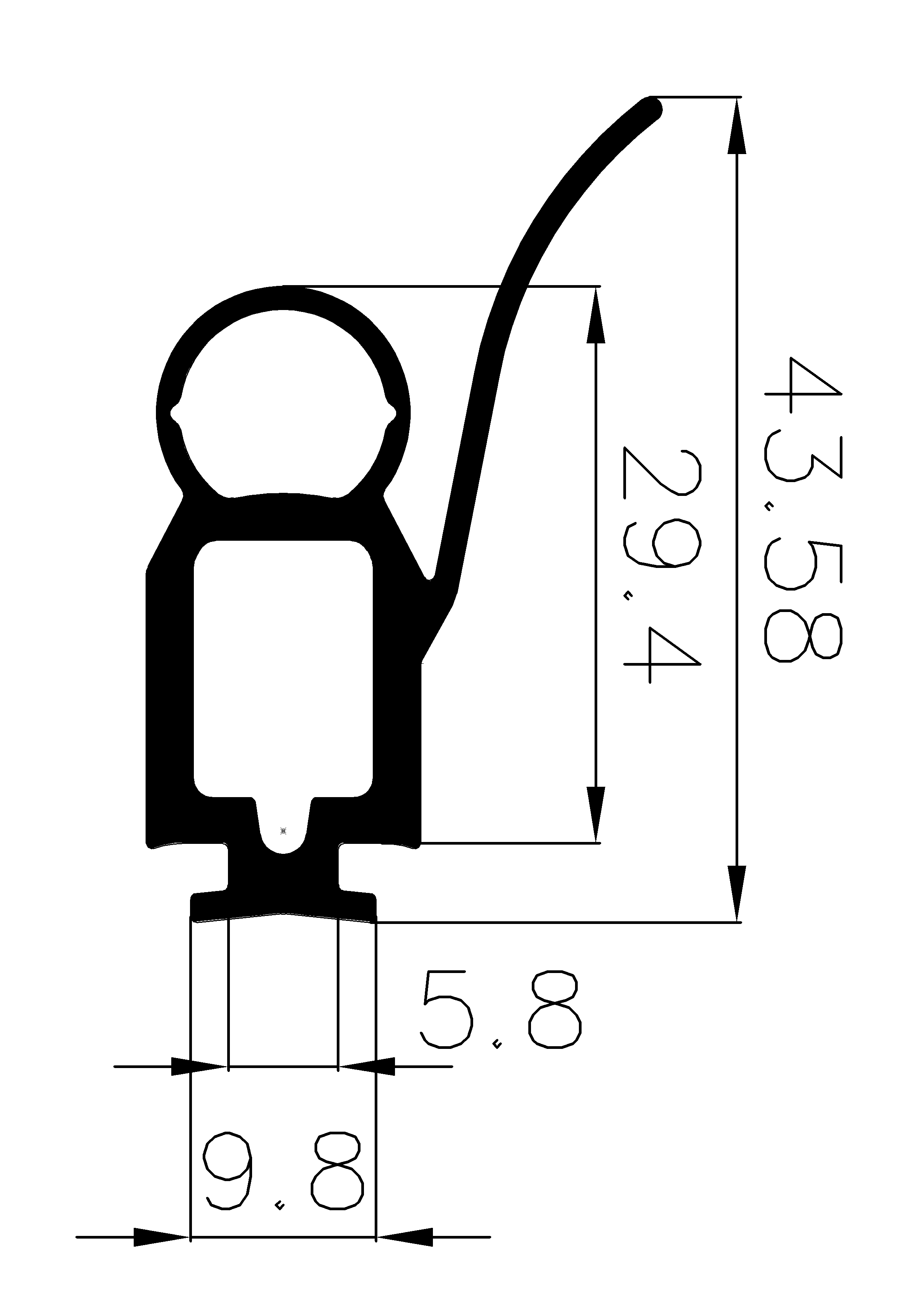 4000365KG - EPDM gumiprofilok - Gördülő ajtó - ujjvédő profilok