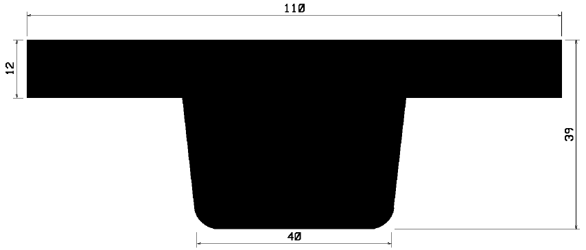 T 1224 - EPDM Gummi-Profile - Abdeckung und T-Profile
