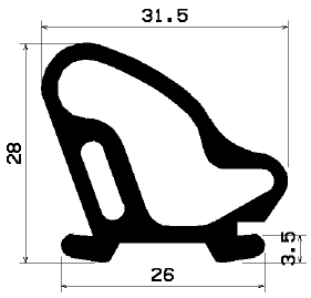 RT 1425 - EPDM-Kautschukprofile - Rolltor- und Fingerschutzprofile