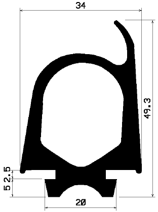 RT 1502 - EPDM rubber profiles - Sliding door – finger-guard profiles