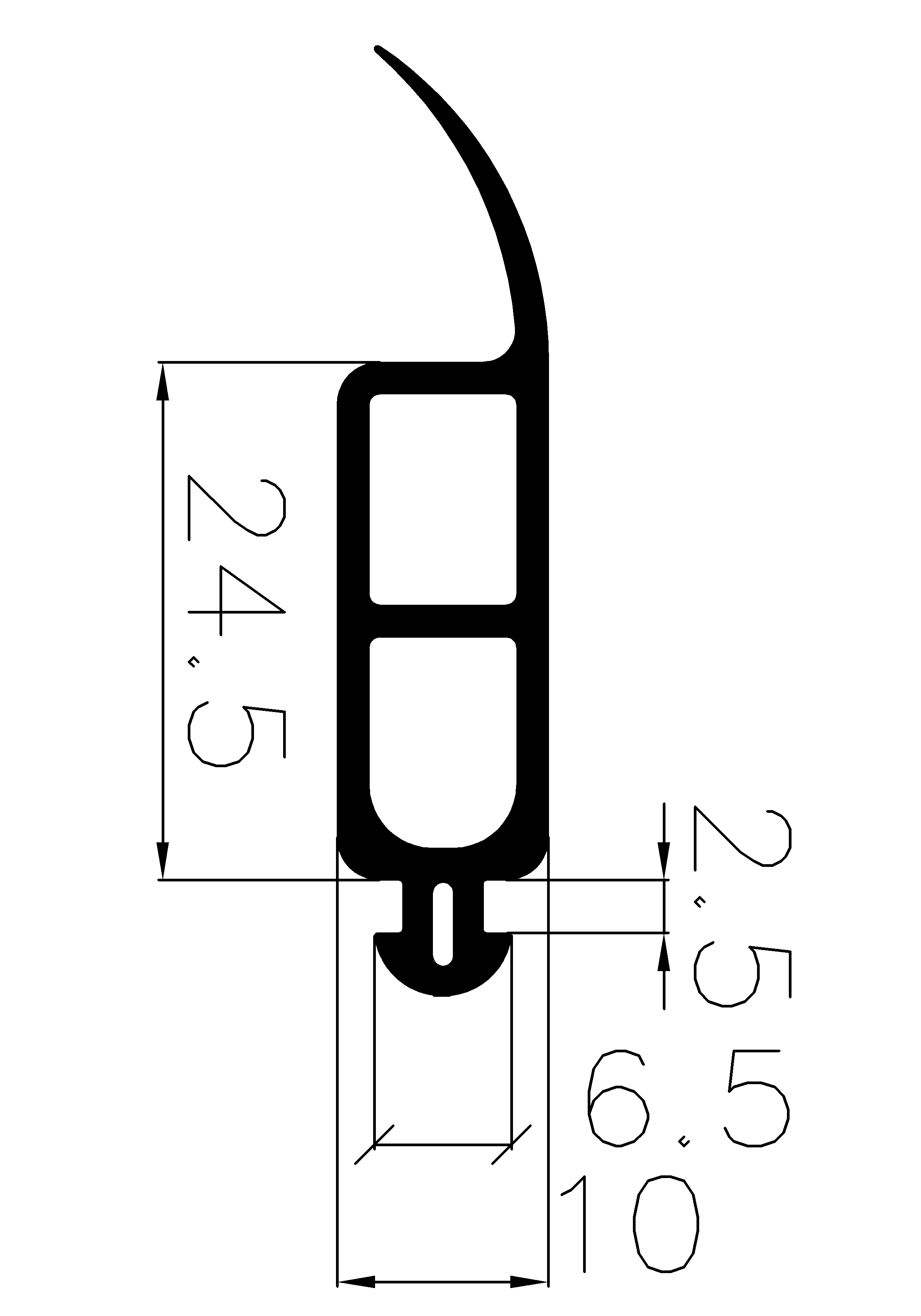 5160370KG - EPDM-Gummiprofile - Auflageprofile / Pufferprofile