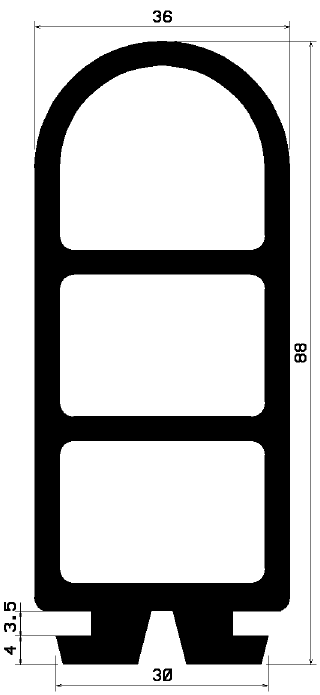 RT-1629 - EPDM gumiprofilok - Gördülő ajtó - ujjvédő profilok