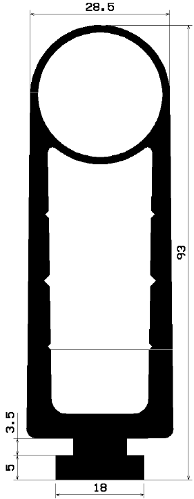 RT 1830 - EPDM-Kautschukprofile - Rolltor- und Fingerschutzprofile