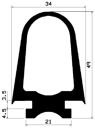 RT 1975 - EPDM gumiprofilok - Gördülő ajtó - ujjvédő profilok