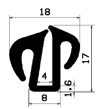 TU1- 2053 - EPDM-Gummi -Profile - U-Profile TU1- 2053 - EPDM-Gummi -Profile - U-Profile