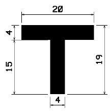 T 2257 - EPDM Gummi-Profile - Abdeckung und T-Profile