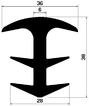 FA 2285 - EPDM Gummi-Profile - Abdeckung und T-Profile FA 2285 - EPDM Gummi-Profile - Abdeckung und T-Profile