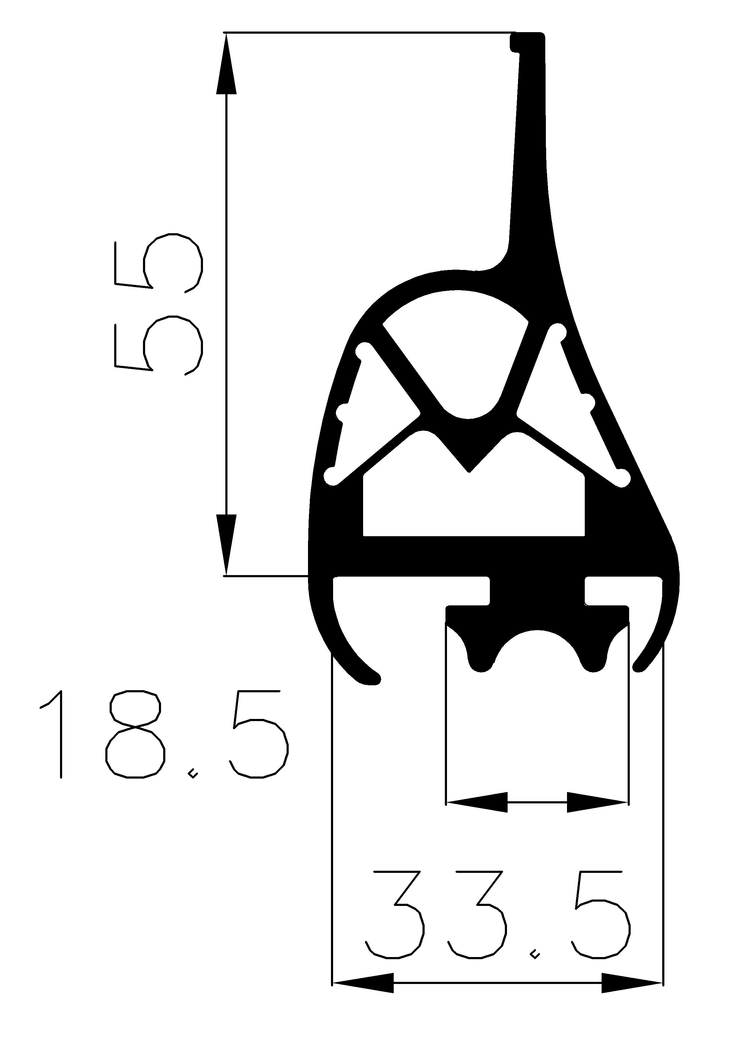 9860365KG - EPDM gumiprofilok - Gördülő ajtó - ujjvédő profilok