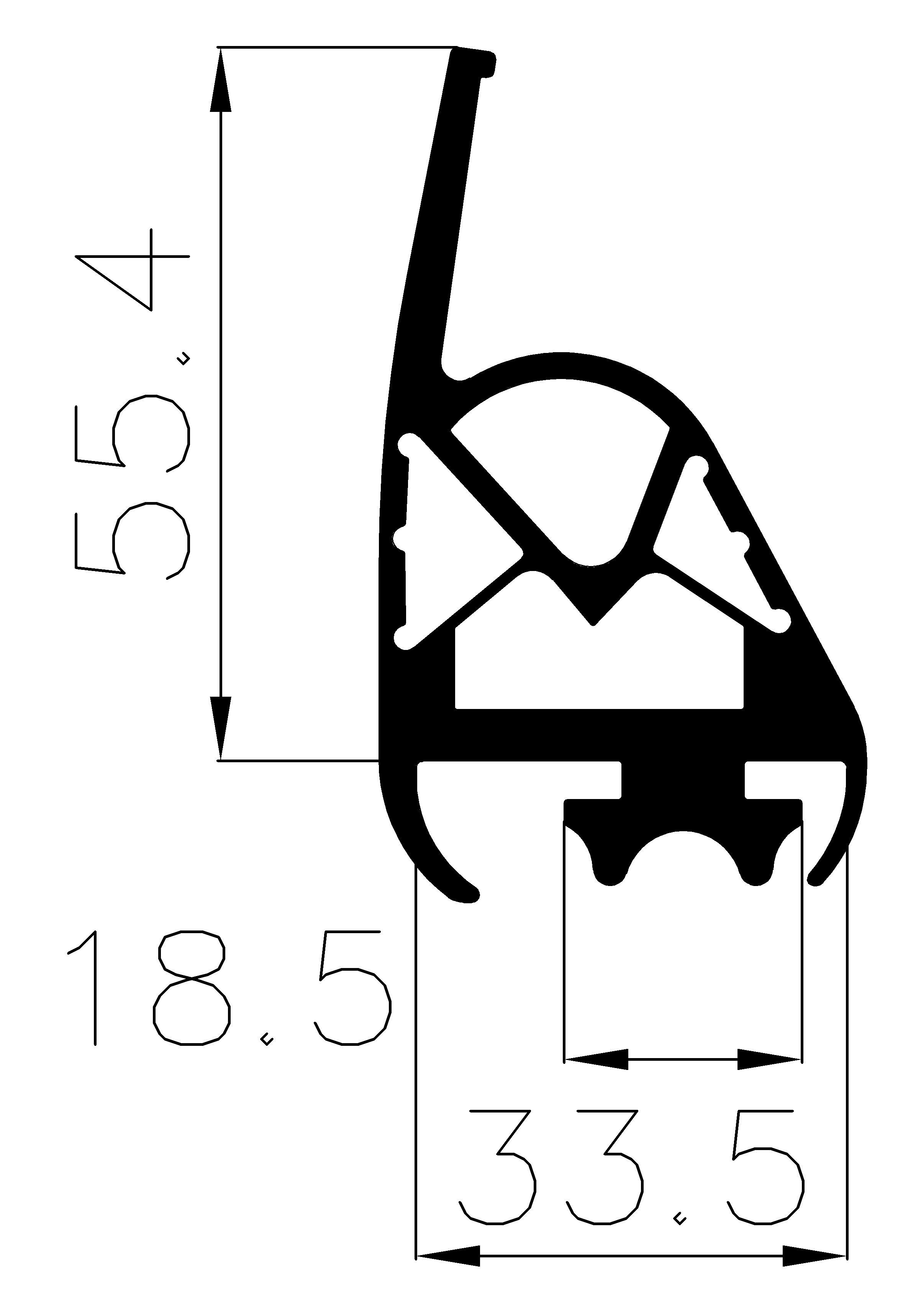 9870365KG - EPDM rubber profiles - Sliding door – finger-guard profiles