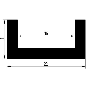 TU1 - G043 22×11 mm - gumiprofilok - U alakú profilok